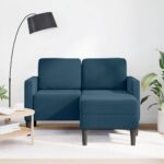 vidaXL 2-miestna pohovka s ležadlom v tvare L, modrá 125 cm, zamat – Obrázok 3