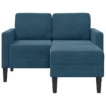 vidaXL 2-miestna pohovka s ležadlom v tvare L, modrá 125 cm, zamat – Obrázok 4
