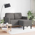 vidaXL 2-miestna pohovka s ležadlom v tvare L, svetlosivá, 125 cm, ľanová – Obrázok 2