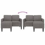 vidaXL 2-miestna pohovka s ležadlom v tvare L, svetlosivá, 125 cm, ľanová – Obrázok 6