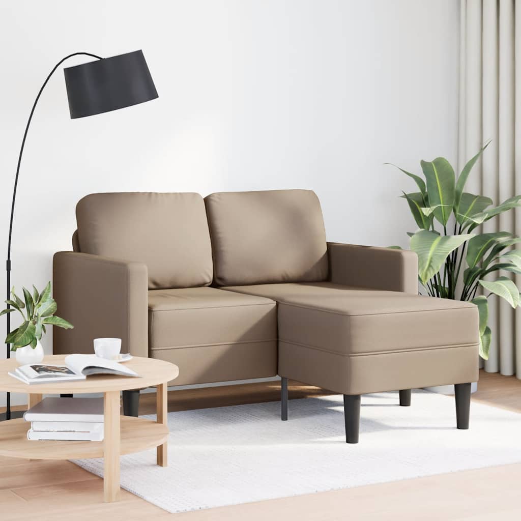 4107087_1.jpg vidaXL 2-miestna pohovka s ležadlom v tvare L, cappuccino 125 cm, umelá koža – Obrázok 1