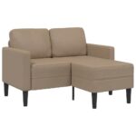 vidaXL 2-miestna pohovka s ležadlom v tvare L, cappuccino 125 cm, umelá koža – Obrázok 2