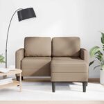 vidaXL 2-miestna pohovka s ležadlom v tvare L, cappuccino 125 cm, umelá koža – Obrázok 3