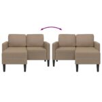 vidaXL 2-miestna pohovka s ležadlom v tvare L, cappuccino 125 cm, umelá koža – Obrázok 7