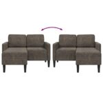 vidaXL 2-miestna pohovka s ležadlom v tvare L, tmavosivá 125 cm, umelá koža – Obrázok 6