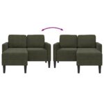 vidaXL 2-miestna pohovka s ležadlom v tvare L, armádne zelená 125 cm, umelá koža – Obrázok 6