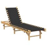 vidaXL Záhradné ležadlo s čiernym tkaným popruhom 55x200x30 cm bambusové – Obrázok 2