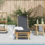 vidaXL Záhradné ležadlo s čiernym tkaným popruhom 55x200x30 cm bambusové – Obrázok 3