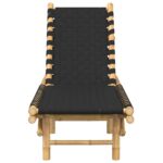 vidaXL Záhradné ležadlo s čiernym tkaným popruhom 55x200x30 cm bambusové – Obrázok 4
