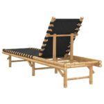 vidaXL Záhradné ležadlo s čiernym tkaným popruhom 55x200x30 cm bambusové – Obrázok 6
