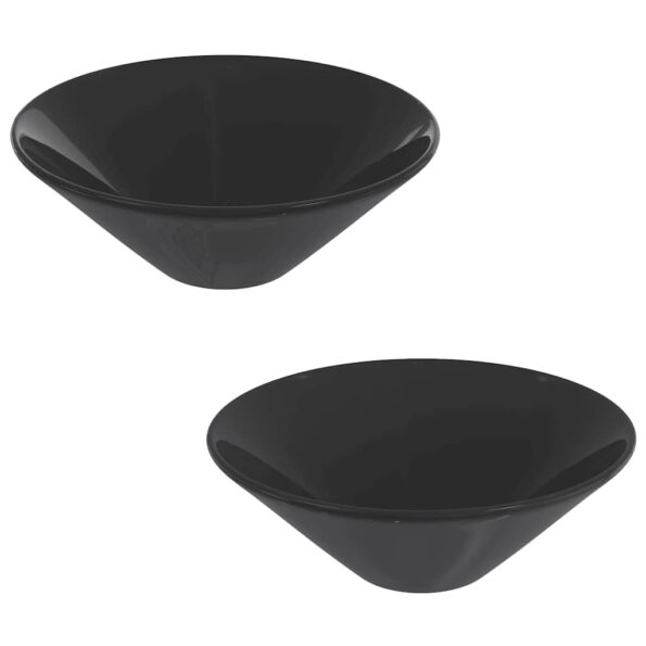 vidaXL Umývadlá 2 ks lesklé čierne Ø42x14 cm keramické – Obrázok 2
