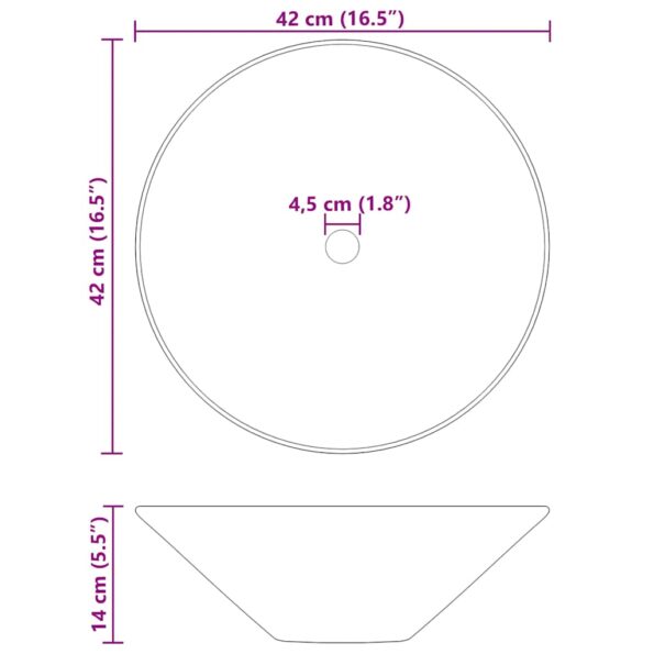 vidaXL Umývadlá 2 ks lesklé čierne Ø42x14 cm keramické – Obrázok 6
