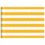 vidaXL Balkónová zástena žlto-biela pruhovaná 75x800 cm – Obrázok 2