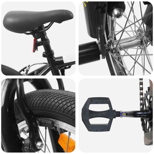 vidaXL BMX Bicykel 20 Palcov pre nad 9 rokov Čierna – Obrázok 4