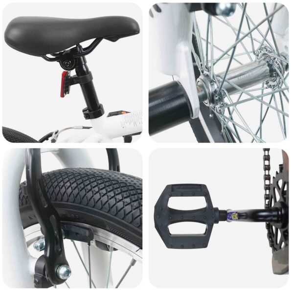 vidaXL BMX Bicykel 20 Palcov pre nad 9 rokov Biela – Obrázok 4
