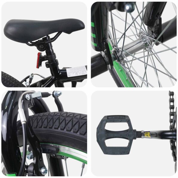 vidaXL BMX Bicykel 20 Palcov pre nad 9 rokov Čierna – Obrázok 4