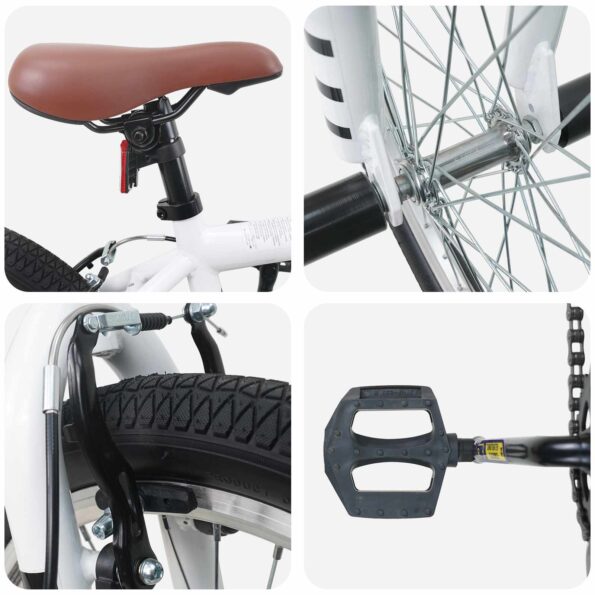 vidaXL BMX Bicykel 20 Palcov pre nad 9 rokov Biela – Obrázok 4