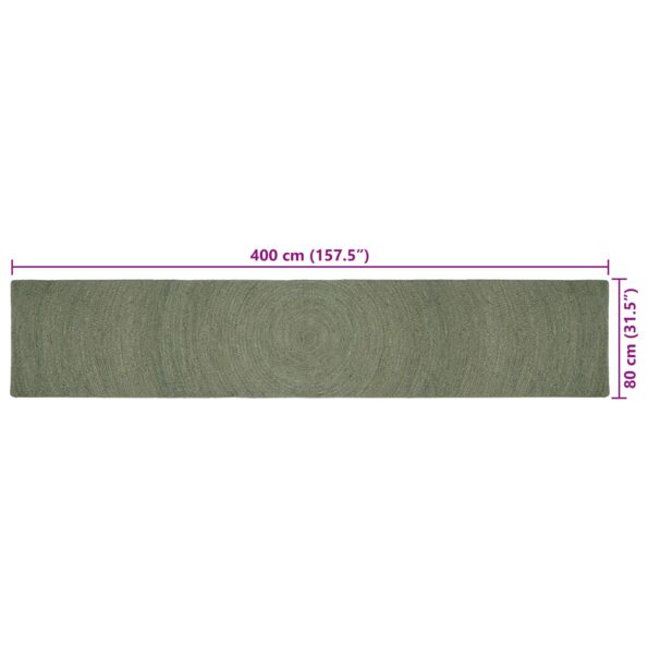vidaXL Kusové koberce Olivovo zelená 80 x 400 cm Juta – Obrázok 7