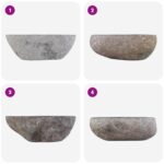 vidaXL Umývadlo Oválny Sivá (32-37) x (27-30) x 12 cm Ríčne kamene – Obrázok 6