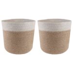 vidaXL Súprava kvetináčov 2 pcs Prírodná a biela Ø 21 x 21 cm