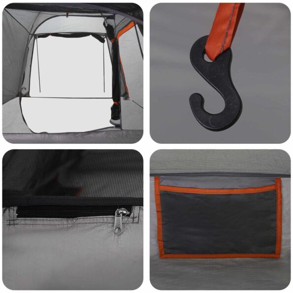vidaXL Tunelový stan Šedá a oranžová 361 x 235 x 147 cm – Obrázok 9