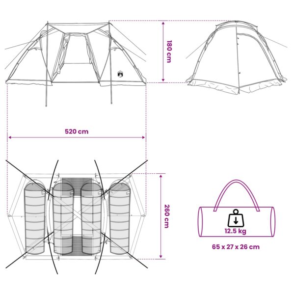 vidaXL Tunelový stan Modrá 520 x 260 x 175 cm – Obrázok 12