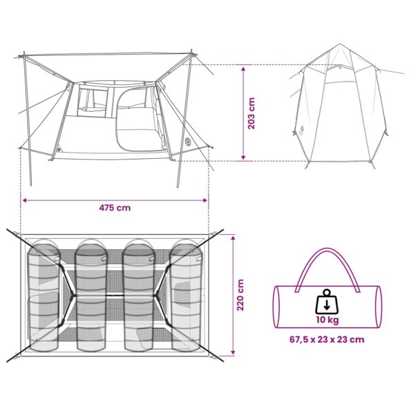 vidaXL Tunelový stan Zelená 475 x 220 x 192 cm – Obrázok 12