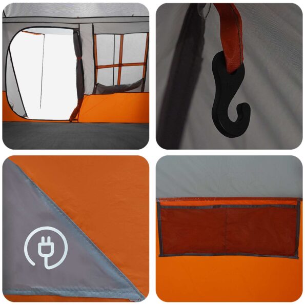 vidaXL Tunelový stan Šedá a oranžová 275 x 240 x 200 cm – Obrázok 9