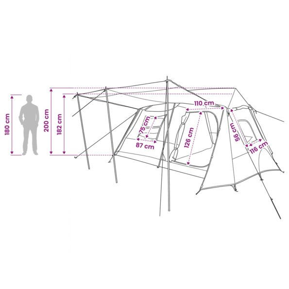 vidaXL Tunelový stan Zelená 400 x 278 x 182 cm – Obrázok 13