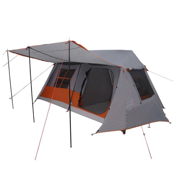 vidaXL Tunelový stan Šedá a oranžová 400 x 278 x 182 cm – Obrázok 2