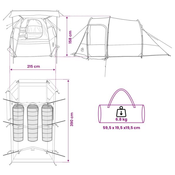 vidaXL Tunelový stan Modrá 390 x 215 x 152 cm – Obrázok 12