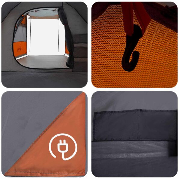 vidaXL Tunelový stan Šedá a oranžová 390 x 215 x 152 cm – Obrázok 9