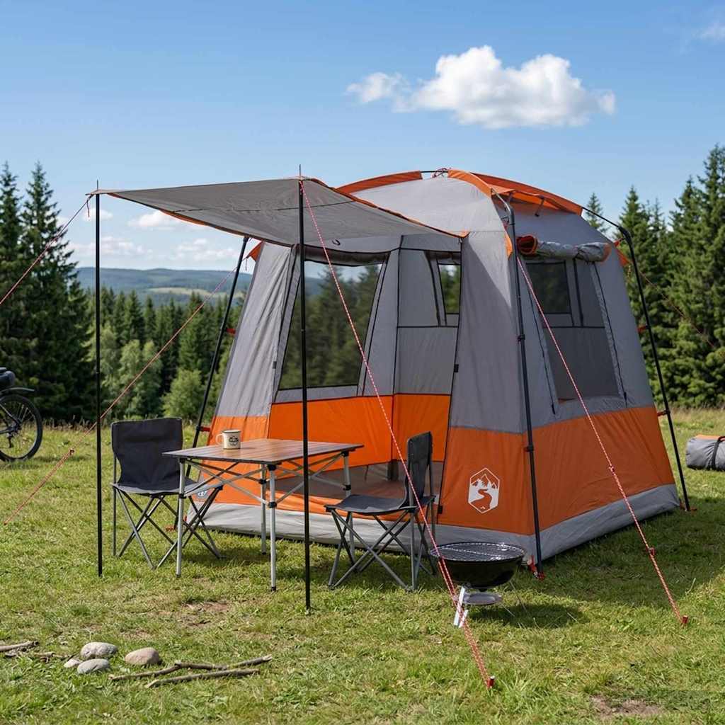 42017447_1.jpg vidaXL Párty stan Šedá a oranžová Pre 4 osoby – Obrázok 1