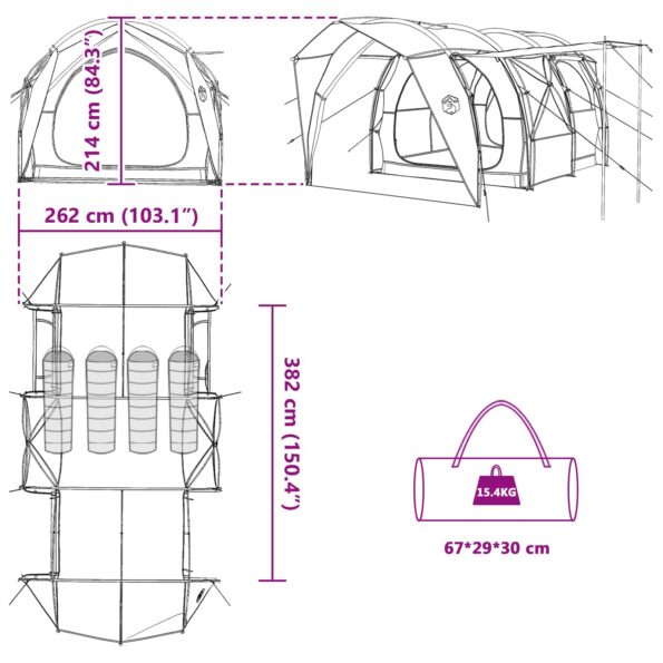 vidaXL Tunelový stan Modrá 382 x 262 x 214 cm – Obrázok 13