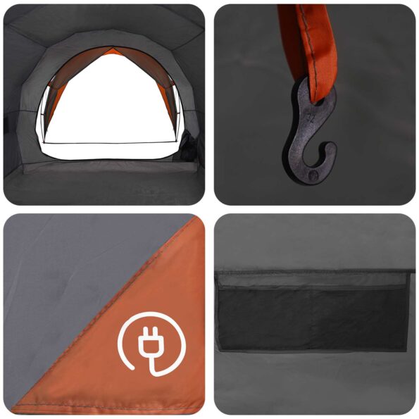 vidaXL Tunelový stan Šedá a oranžová 382 x 262 x 214 cm – Obrázok 10