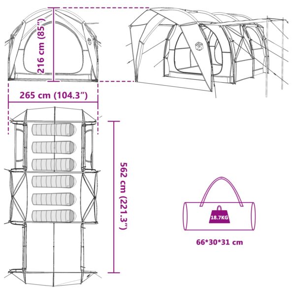 vidaXL Tunelový stan Zelená 562 x 265 x 216 cm – Obrázok 13