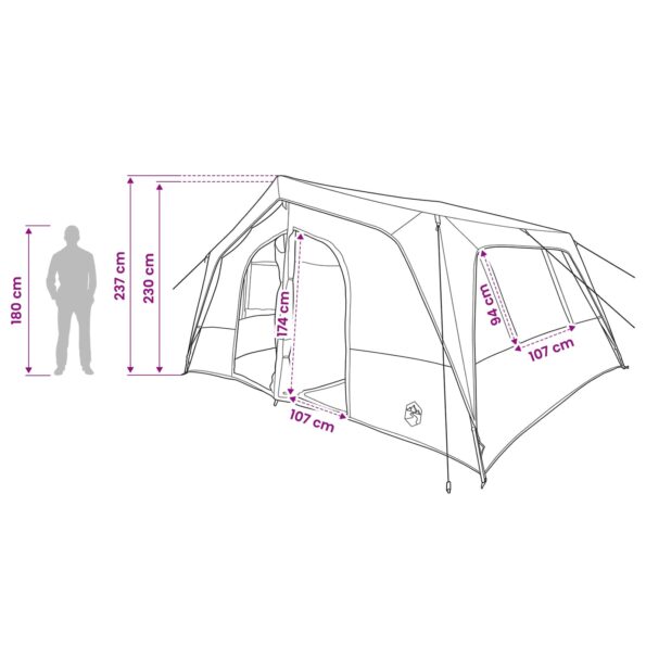 vidaXL Rodinný stan Zelená 533 x 312 x 230 cm – Obrázok 13