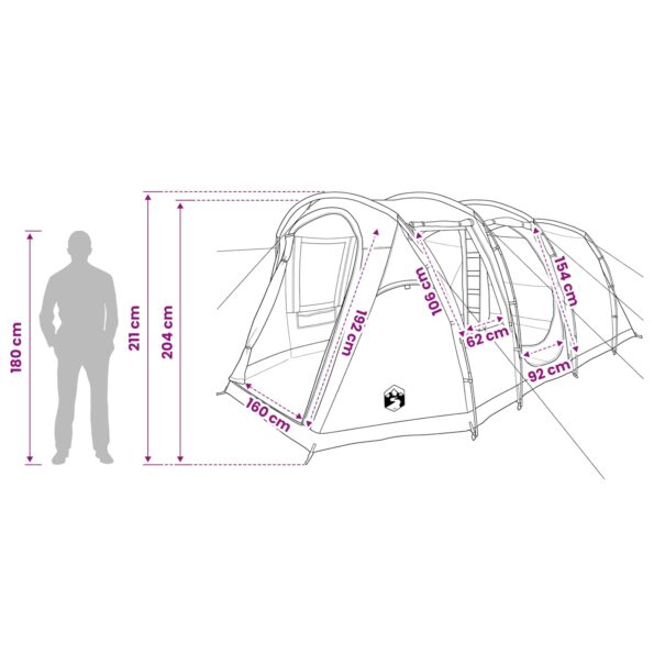 vidaXL Tunelový stan Zelená 505 x 330 x 204 cm – Obrázok 13