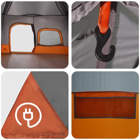 vidaXL Okamžitý stan Šedá a oranžová 340 x 280 x 190 cm – Obrázok 10