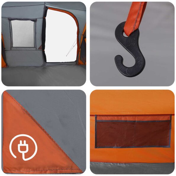 vidaXL Okamžitý stan Šedá a oranžová 524 x 232 x 192 cm – Obrázok 9