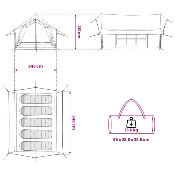 vidaXL Stan chata Krémová 340 x 246 x 210 cm Polybavlna – Obrázok 11