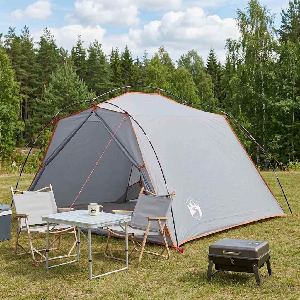 42018567_1.jpg vidaXL Tunelový stan Šedá a oranžová Pre 4 osoby – Obrázok 1