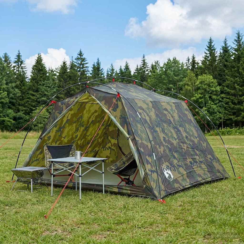 42019361_1.jpg vidaXL Tunelový stan Maskáčová Pre 4 osoby 185T Polyester s PU náterom – Obrázok 1