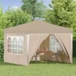 vidaXL Prístrešok na párty 288 x 288 x 245 cm Krémová Oxfordská látka – Obrázok 3