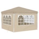 vidaXL Prístrešok na párty 288 x 288 x 245 cm Krémová Oxfordská látka – Obrázok 9