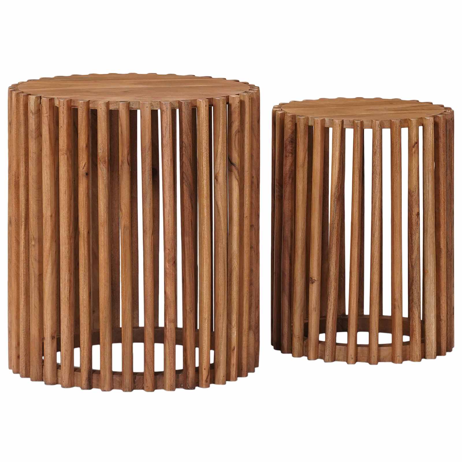 42020067_1.jpg vidaXL Ručne vyrobená súprava vedľajších stolíkov 2 pcs Teaková hnedá – Obrázok 1