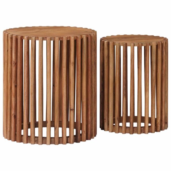 vidaXL Ručne vyrobená súprava vedľajších stolíkov 2 pcs Teaková hnedá – Obrázok 3