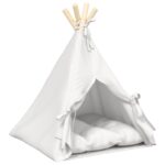 vidaXL Psí teepee s vankúšom Biela 40 x 40 x 50 cm Polyester – Obrázok 2