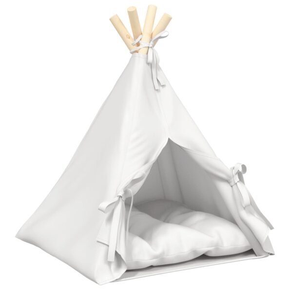 vidaXL Psí teepee s vankúšom Biela 40 x 40 x 50 cm Polyester – Obrázok 2