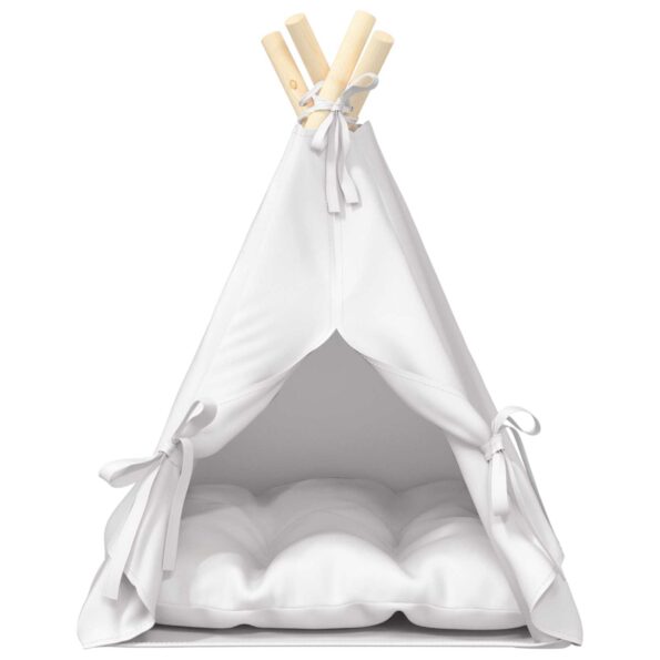 vidaXL Psí teepee s vankúšom Biela 40 x 40 x 50 cm Polyester – Obrázok 5